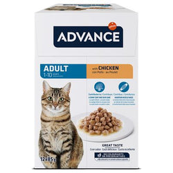 Advance Feline Adult com frango comida húmida para gatos | Caixa 12 Saquetas 85g - DOGGIE STORE