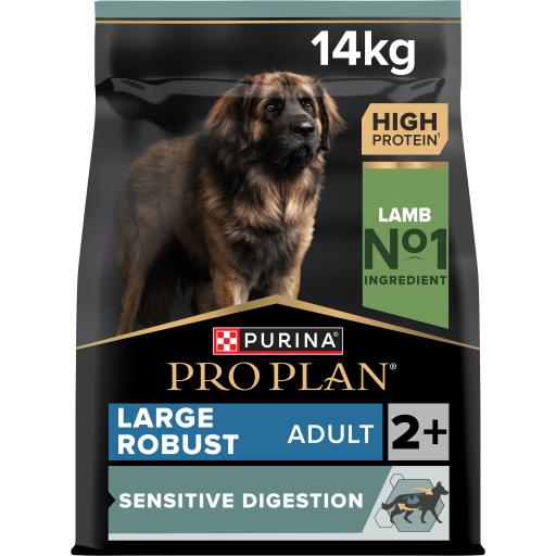 Pro Plan Dog OptiDigest Large Robust Adult Sensitive Digestion Lamb | 14 Kg - Ração seca para cão adulto grande e robusto com sensibilidade digestiva - Borrego