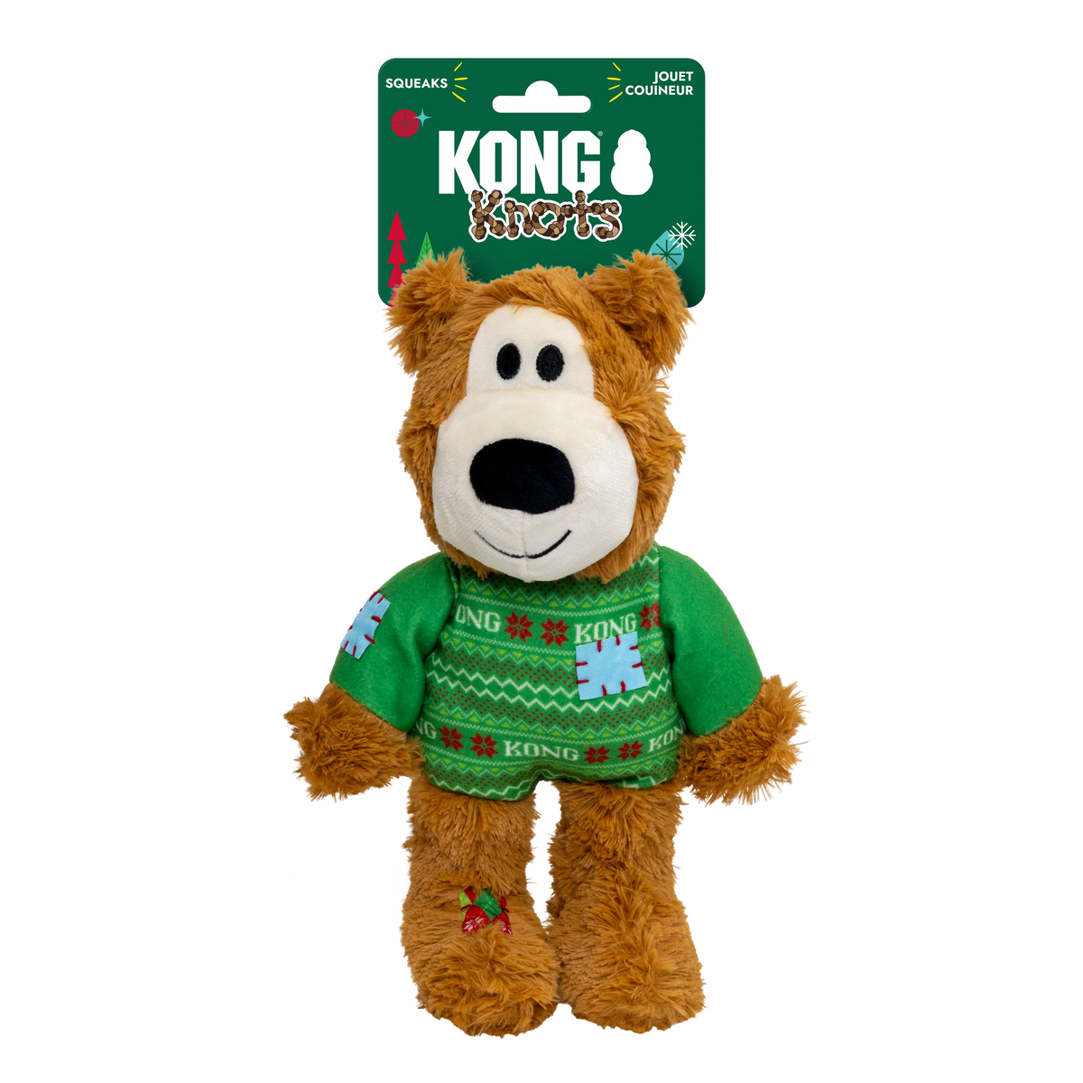 KONG Holiday Wild Knots Sweater Bear – Brinquedo de Natal para Cão