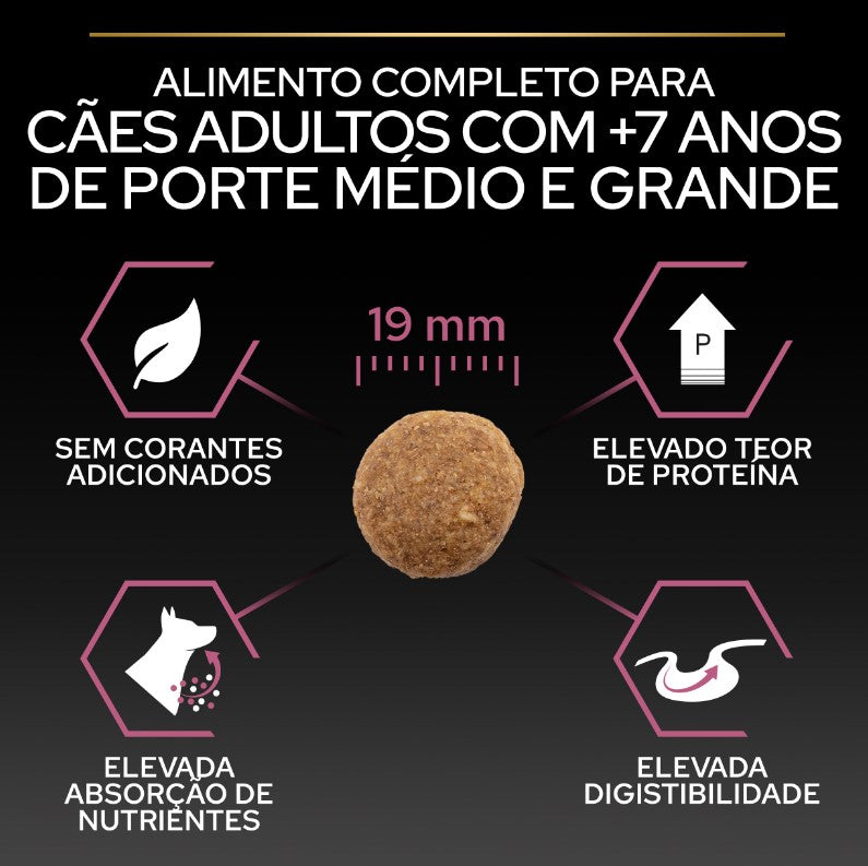 Pro Plan Dog OptiDerma Medium & Large Adult 7+ Sensitive Skin | 14 Kg - Ração seca para cão adulto de porte médio e grande 7+ com pele sensível - Salmão
