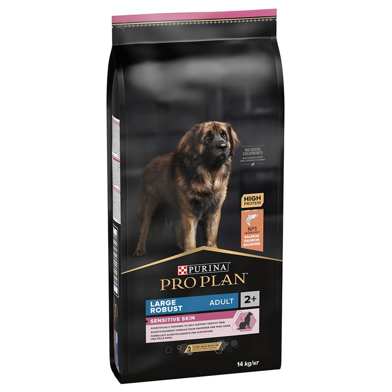 Pro Plan Dog OptiDerma Large Robust Adult Sensitive Skin | 14 kg - Ração seca para cão adulto grande e robusto com pele sensível - Salmão