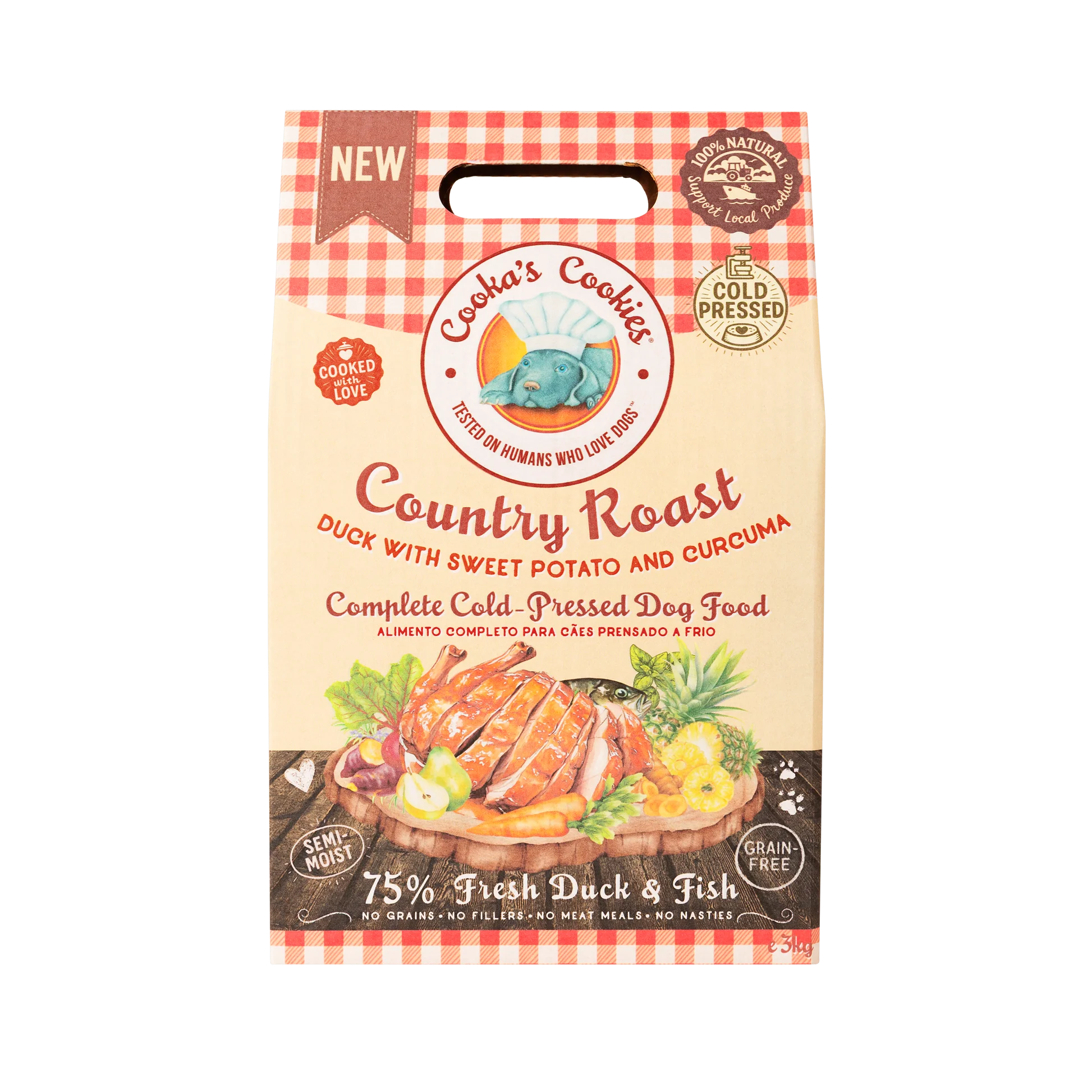 Cold-Pressed Country Roast, Ração seca para cães - Pato com Batata Doce e Cúrcuma