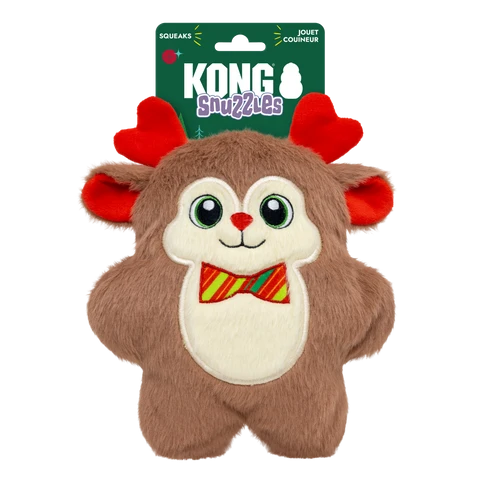 KONG Holiday Snuzzles Bow Tie Reindeer – Brinquedo de Natal para Cão