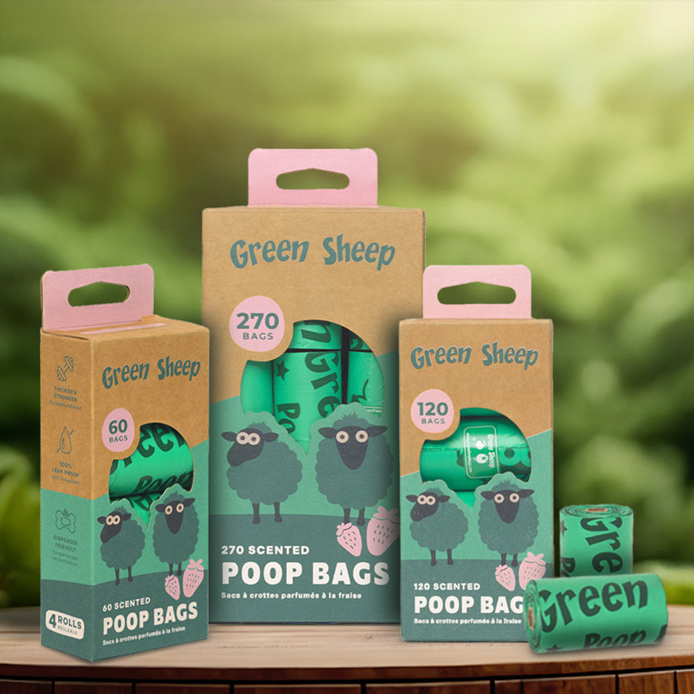 Green Sheep - Sacos para Dejetos Perfumados a Morango – 60 unidades