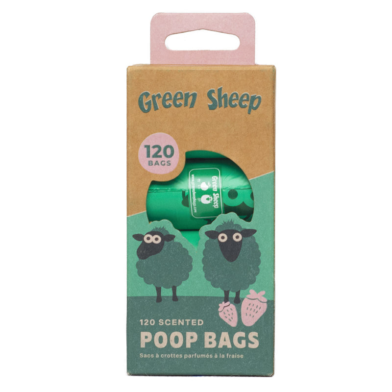 Green Sheep - Sacos para Dejetos Perfumados a Morango – 60 unidades