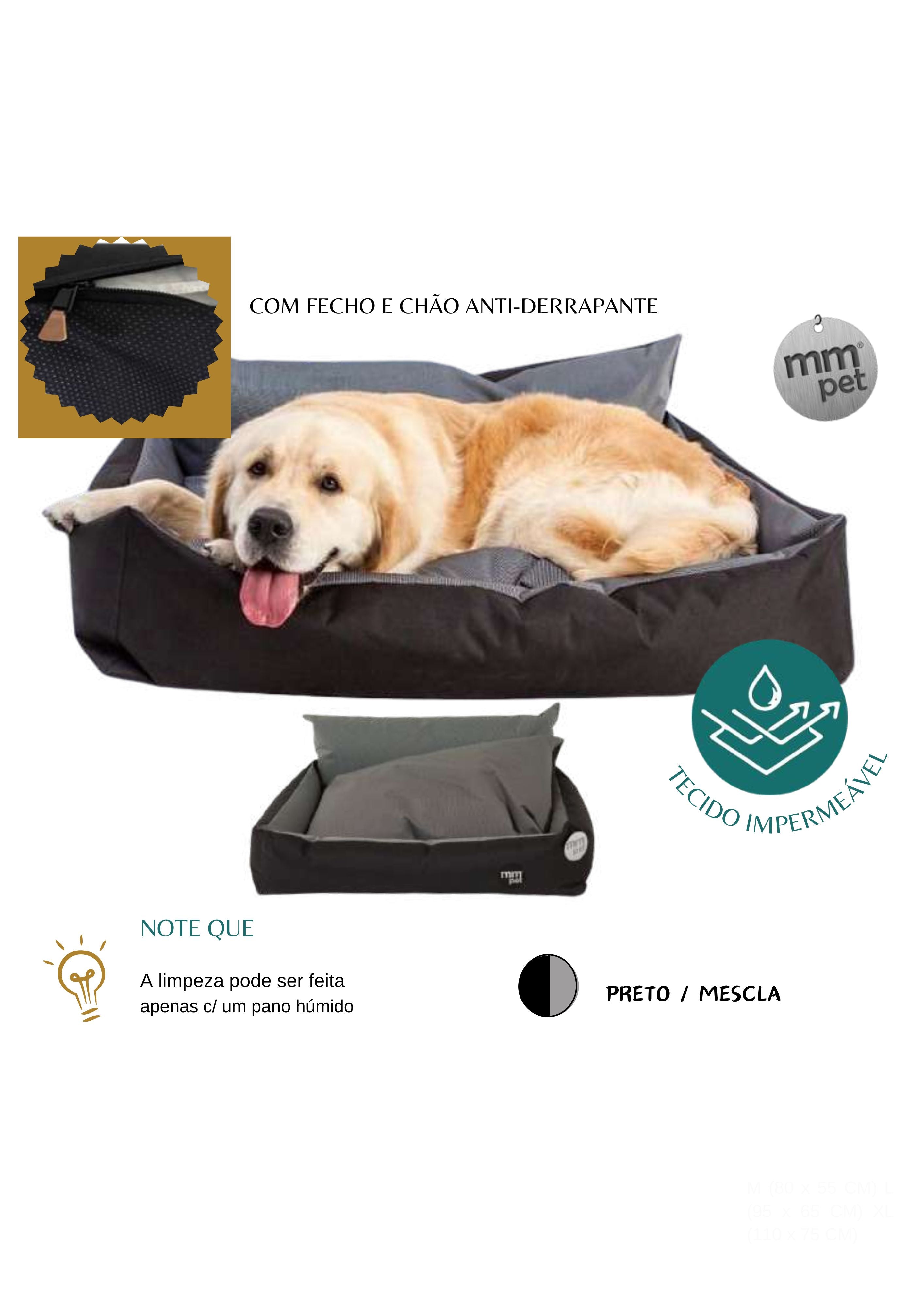 Cama Impermeável Black MMPet - Preto/ Cinza