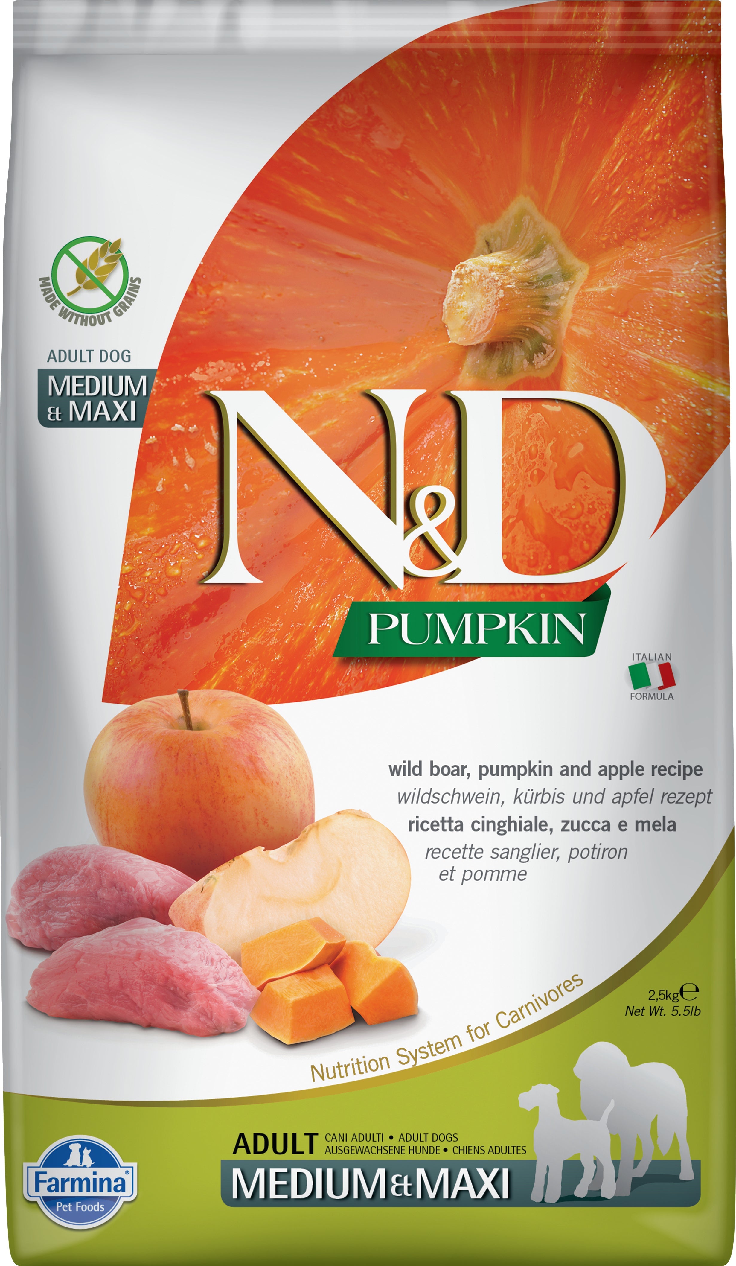 Farmina N&D Pumpkin Adult Medium&Maxi Wild Boar&Apple