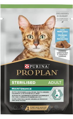 Pro Plan Cat Sterilised with Codfish Terrine | Wet (Saqueta) | 26 x 75 g