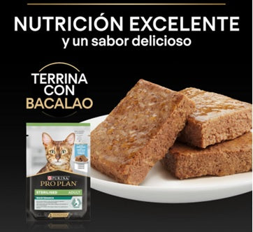 Pro Plan Cat Sterilised with Codfish Terrine | Wet (Pouch) | 26 x 75 g - Wet codfish terrine food