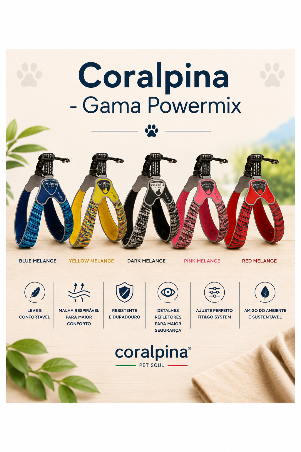 Peitoral / Arnês Coralpina Gama Powermix - Variedade de cores e tamanhos