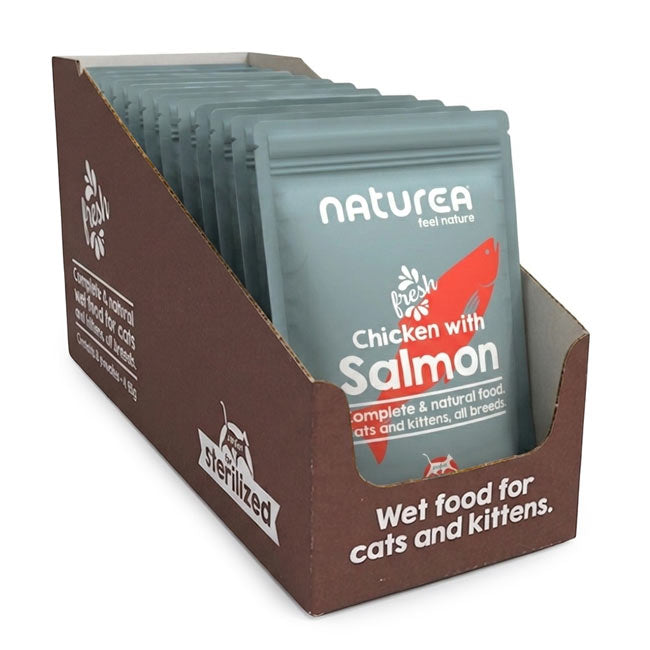 Saqueta Naturea de comida húmida para gato | Frango com Salmão - Pack 12 x 85g