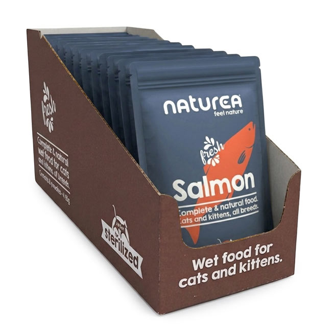 Saqueta Naturea de comida húmida para gato | Salmão - Pack 12 x 85g