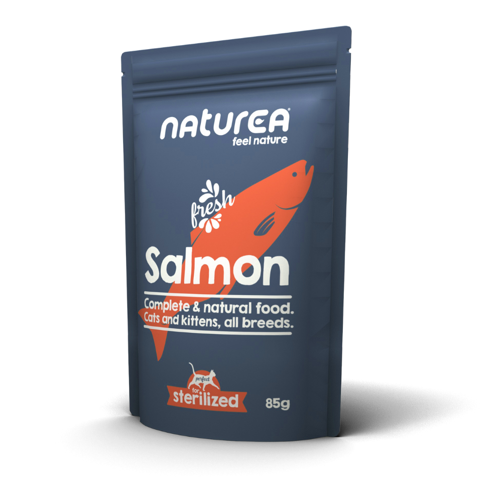 Saqueta Naturea de comida húmida para gato | Salmão - Pack 12 x 85g