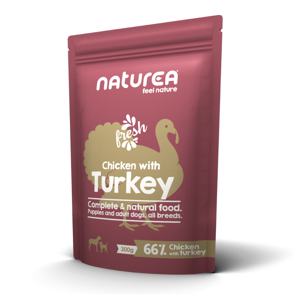 Saqueta Naturea de comida húmida para cão | Frango & Peru - Pack 6 x 300g