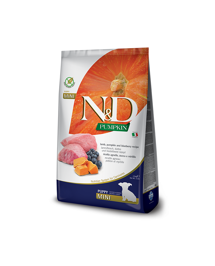 Farmina N&D Pumpkin Lamb&Blueberry Puppy Mini - Ração seca para cachorros Mini de Borrego & Mirtilo | 2,5 kg