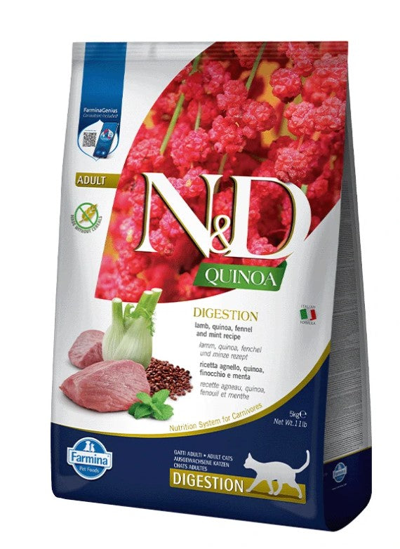Farmina N&D Quinoa Cat Digestion Lamb - Ração seca para gato adulto com problemas digestivos | Borrego