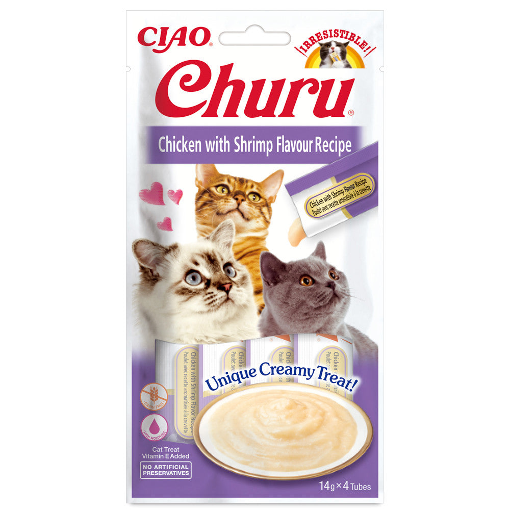 Snack líquido de frango com gambas para gatos - Churu