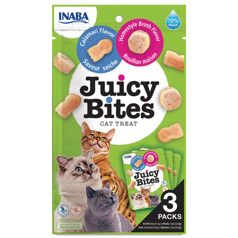 Snacks de calamares e caldo caseiro para gatos - Churu Juicy Bites