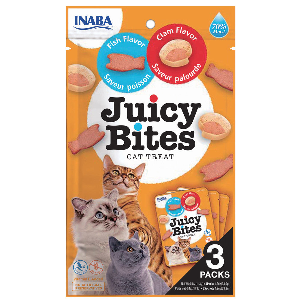Snacks de peixe e mexilhão para gatos - Churu Juicy Bites