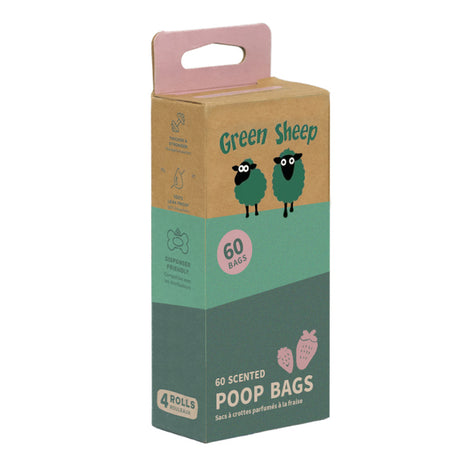 Green Sheep - Sacos para Dejetos Perfumados a Morango – 60 unidades