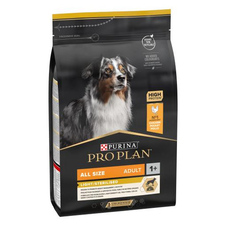 Pro Plan Dog OptiWeight All Size Adult Light / Sterilised Chicken - Ração seca para cães adultos, com excesso de peso ou esterilizados - Frango