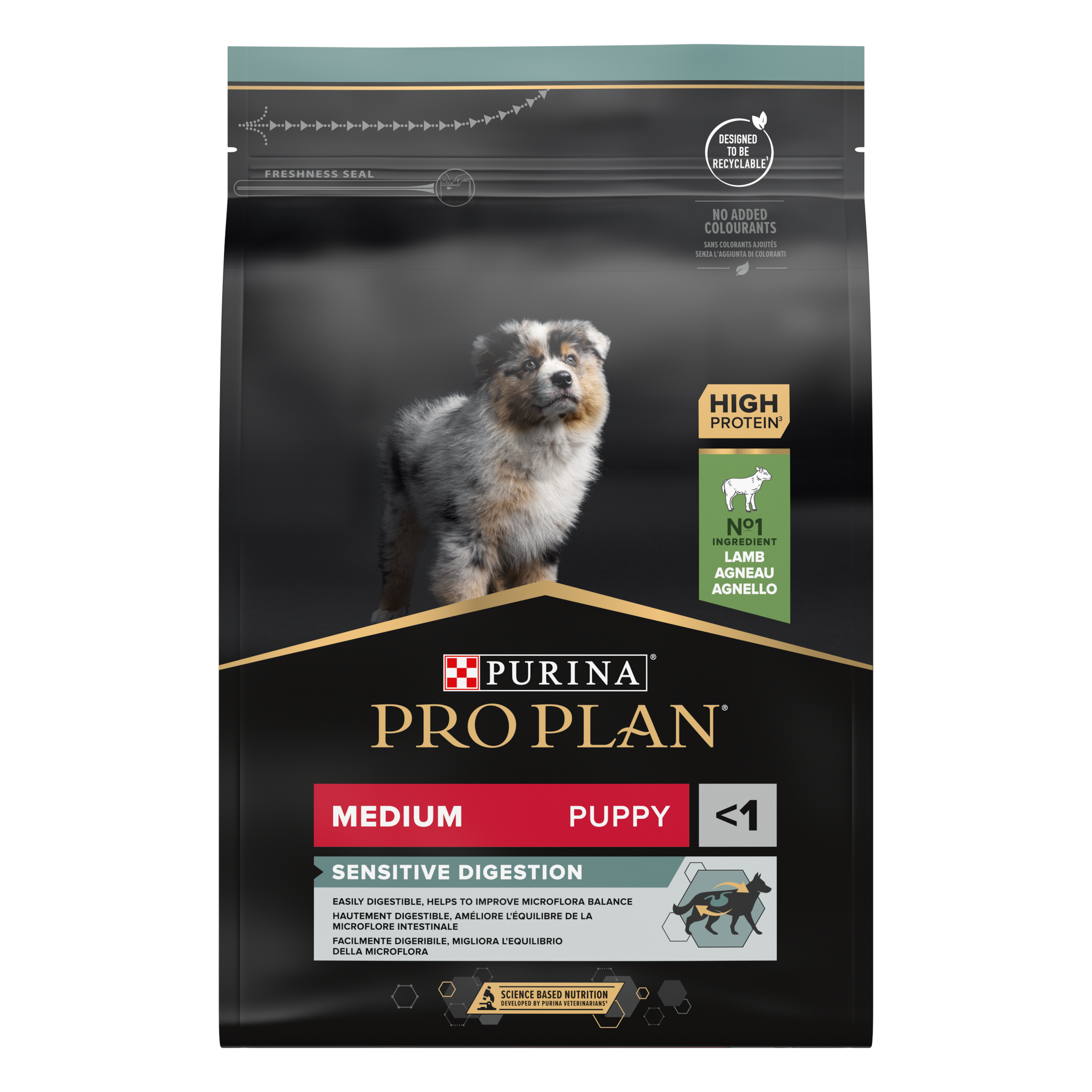 Pro Plan Dog Medium Puppy Sensitive Digestion - Ração seca para cachorro de porte médio com sensibilidade digestiva - Borrego