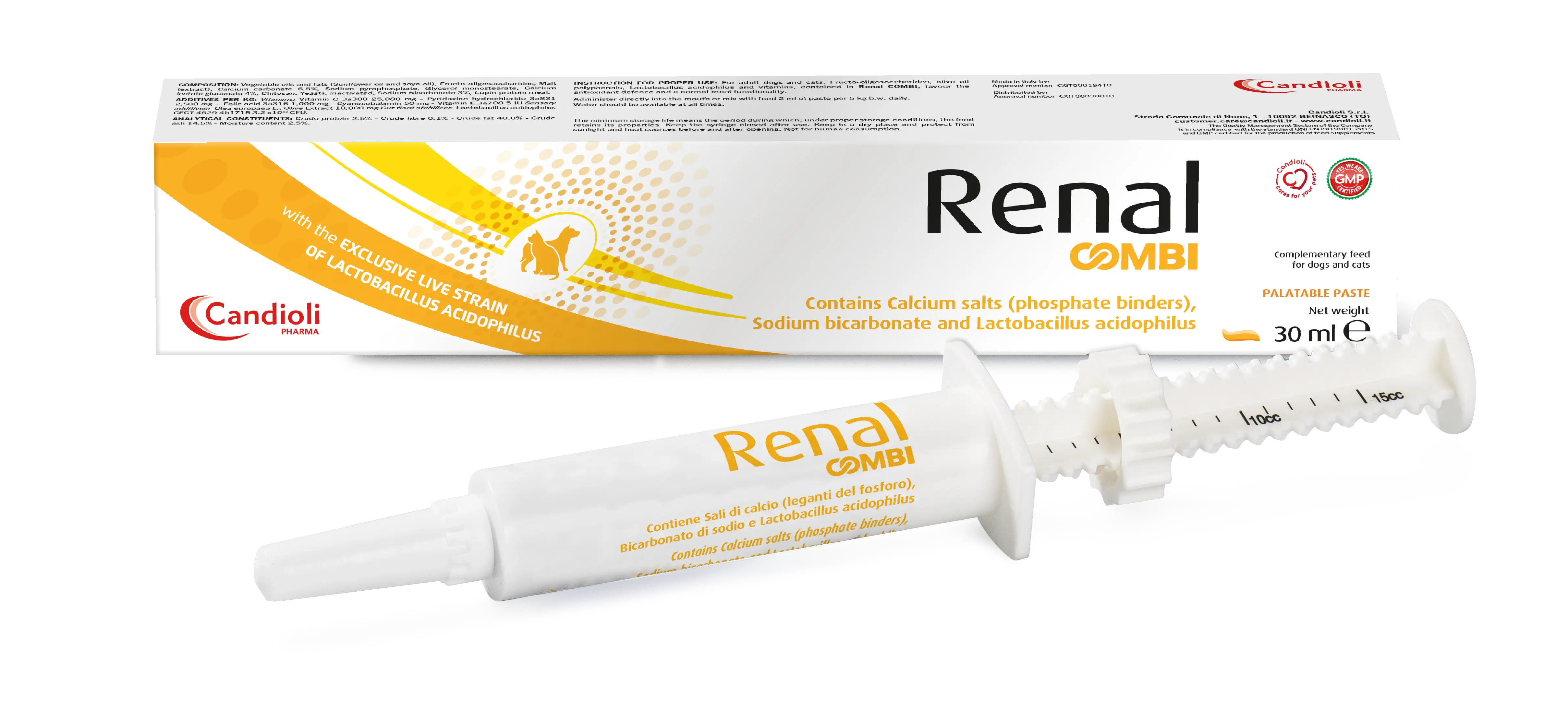 Candioli Renal Combi Paste 30 ml | Pasta Oral para Suporte da Função Renal em Cães e Gatos