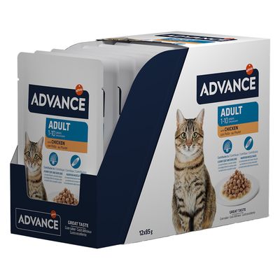 Advance Feline Adult com frango comida húmida para gatos | Caixa 12 Saquetas 85g - DOGGIE STORE