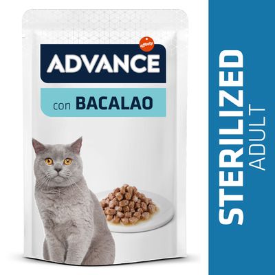 Advance Feline Sterilized com bacalhau comida húmida para gatos | Caixa 12 Saquetas 85 g - DOGGIE STORE