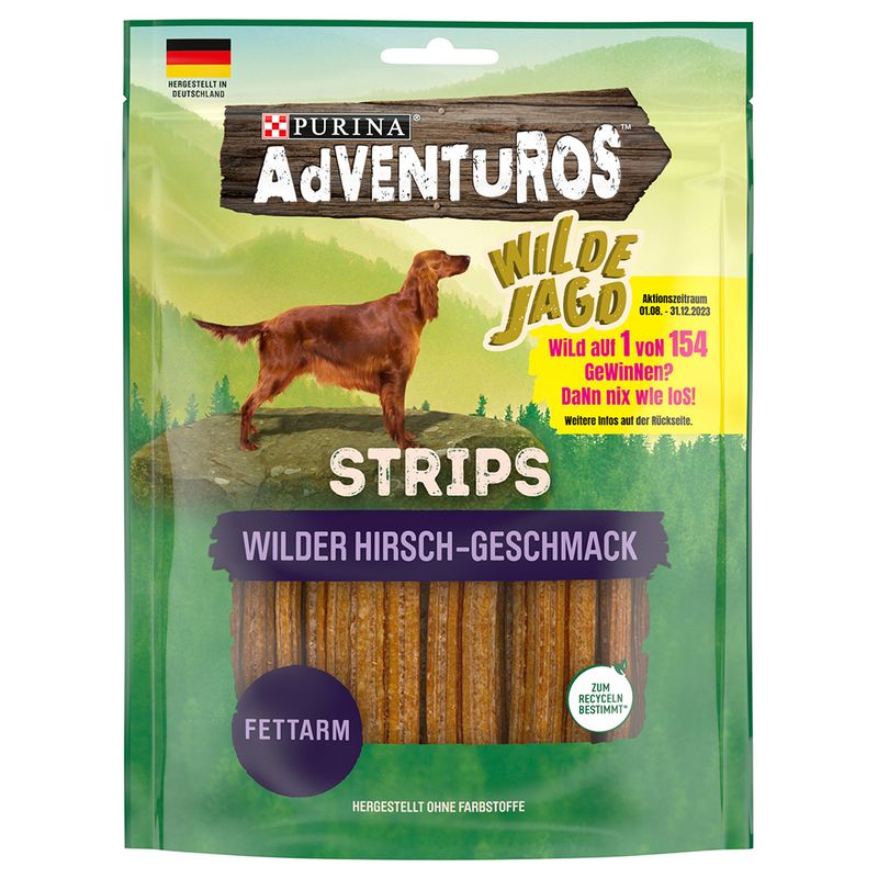 Adventuros Strips Veado Selvagem |  90 g - DOGGIE STORE