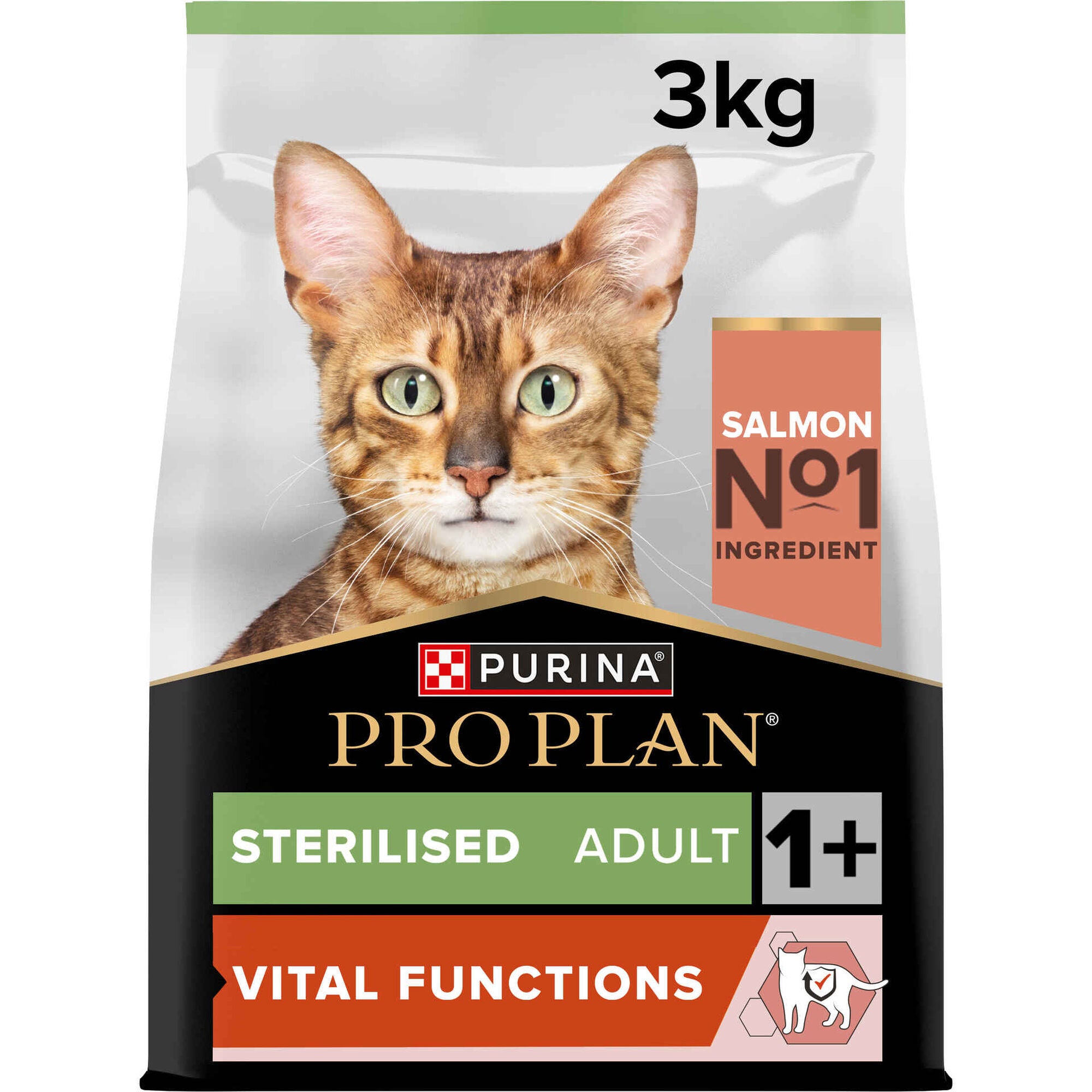 Pro Plan Cat Sterilised Vital Functions Salmon | 3 Kg - Ração seca para gatos esterilizados adultos (suporte de funções vitais)- Salmão