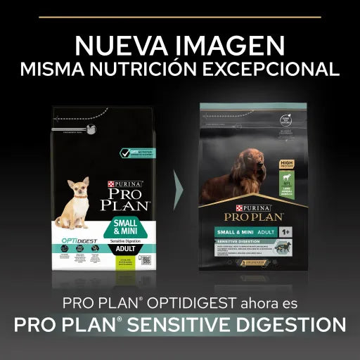 Pro Plan Dog Small & Mini Adult Sensitive Digestion Lamb - Ração seca para cão adulto pequeno e mini com sensibilidade digestiva - Cordeiro