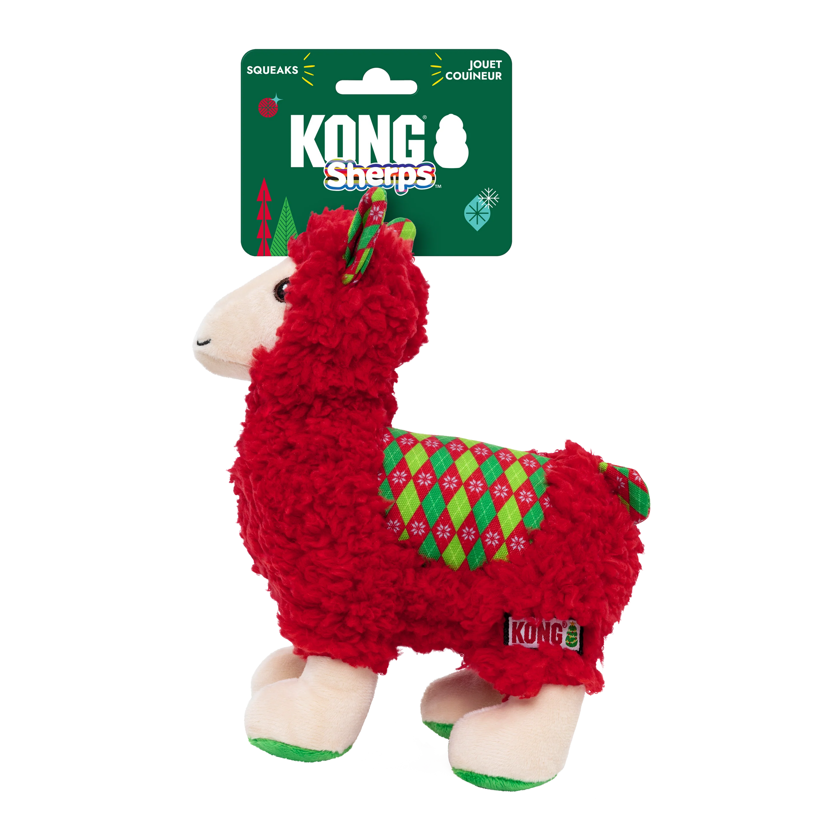 KONG Holiday Sherps Llama Red Medium - Brinquedo de Natal para Cão