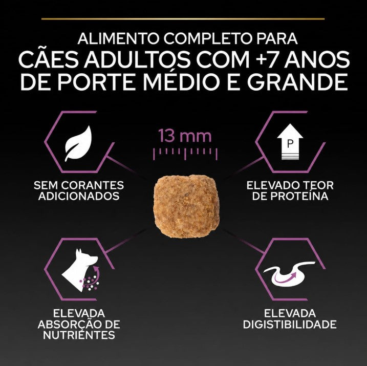 Pro Plan Dog OptiAge Medium & Large Adult 7+ Chicken - Ração seca para cães de porte médio e grande +7 anos - Frango