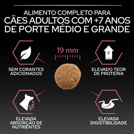 Pro Plan Dog OptiDerma Medium & Large Adult 7+ Sensitive Skin | 14 Kg - Ração seca para cão adulto de porte médio e grande 7+ com pele sensível - Salmão