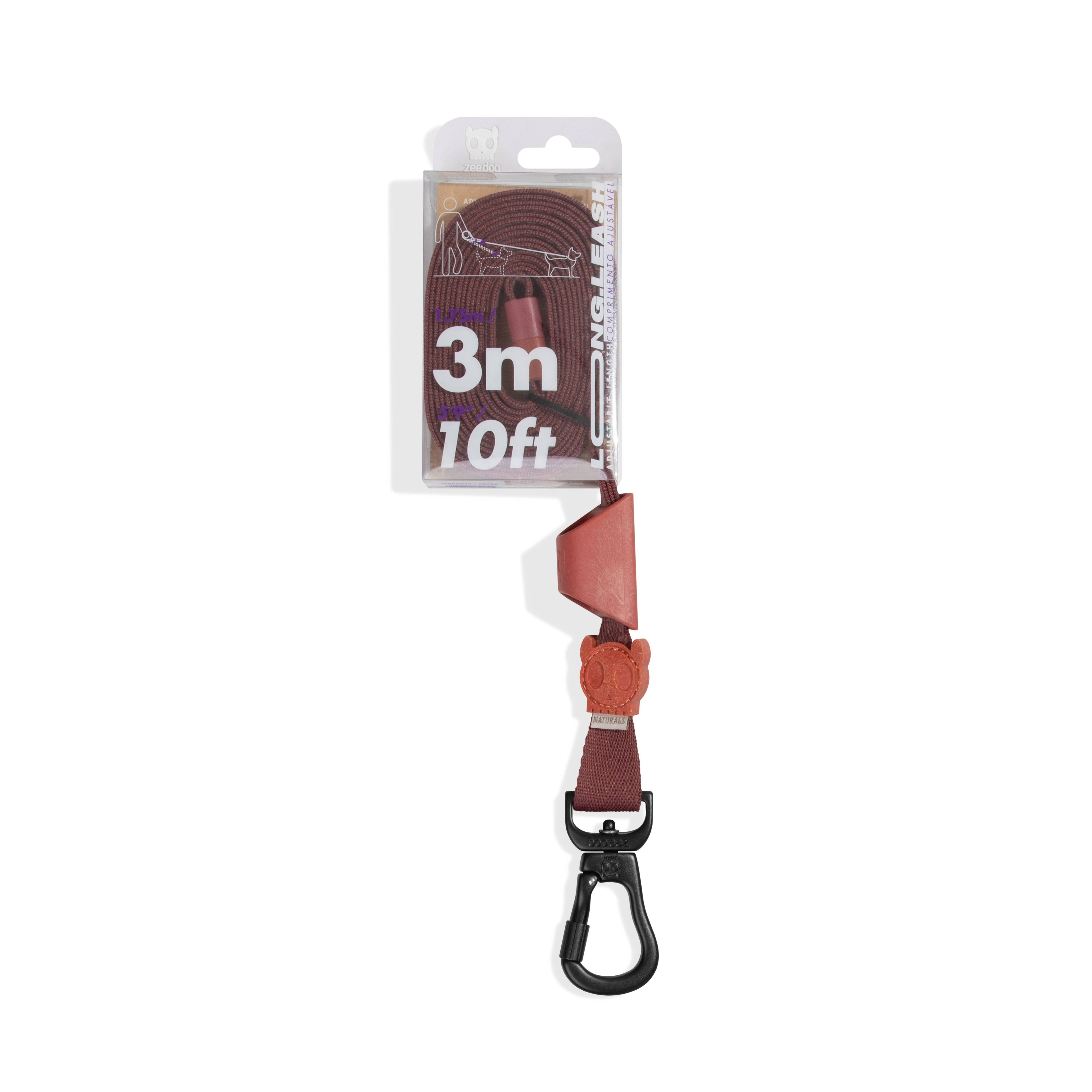 Trela extensível Long Leash Naturals 2.0 Cacau: Tamanho único