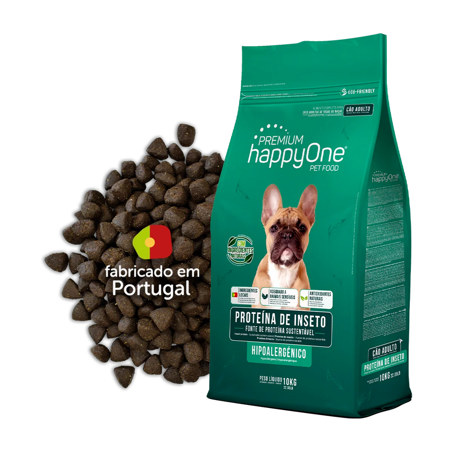 happyOne Premium Ração Hipoalergénico para Cães Adultos, Proteína de Inseto