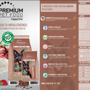 happyOne Premium Ração Seca Cão Hipoalergénico | Borrego