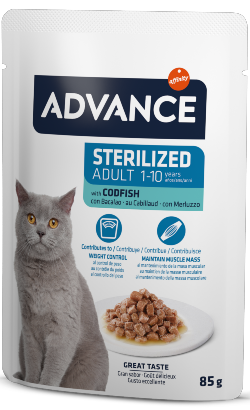 Advance Cat Sterilized Codfish | Wet (Saqueta) | Caixa 12 Saquetas 85 g - DOGGIE STORE