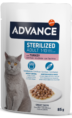 Advance Cat Sterilized Turkey | Wet (Saqueta) | Caixa 12 Saquetas 85 g - DOGGIE STORE