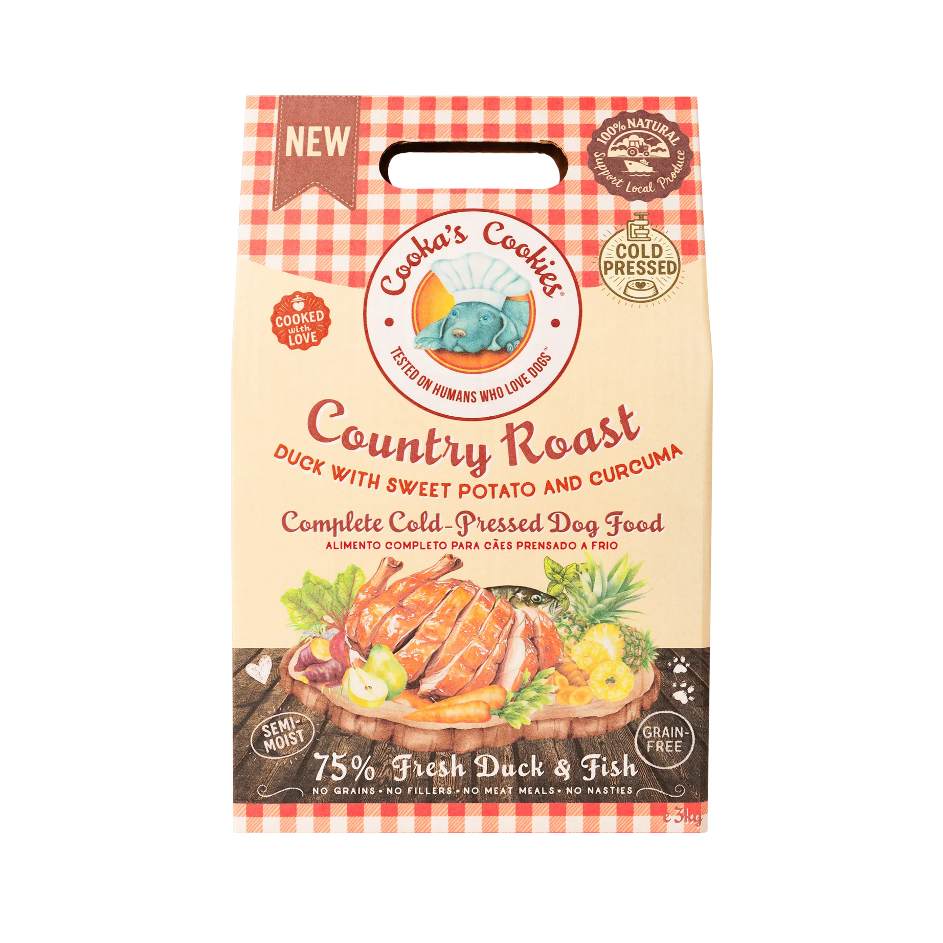 Cold-Pressed Country Roast, Ração seca para cães -  Pato com Batata Doce e Cúrcuma