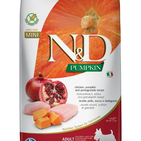 Farmina N&D Pumpkin Adult Dog Mini - Ração seca para cão adulto pequeno - Frango, abóbora e romã