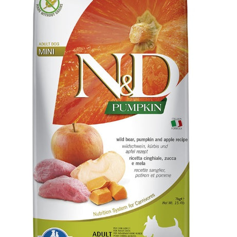Farmina N&D Pumpkin Adult Dog Mini - Ração seca para cão adulto pequeno - Javali, abóbora e maçã