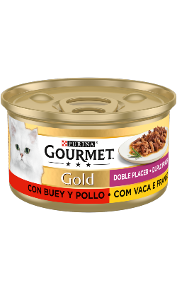 Gourmet Gold Duplo Prazer com Carne de Vaca & Frango | Wet (Lata) | 24 x 85 g