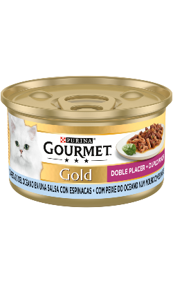 Gourmet Gold Duplo Prazer com Peixe do Oceano & Espinafres | Wet (Lata) | 24 x 85 g