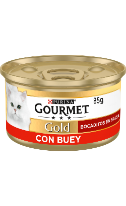 Gourmet Gold Pedacinhos em molho com Carne de Vaca | Wet (Lata) | 24 x 85 g