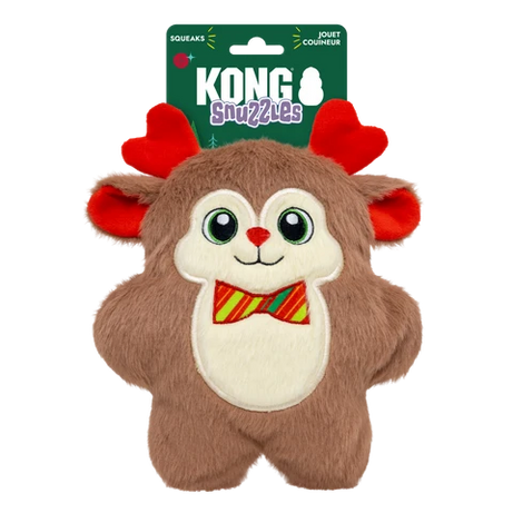 KONG Holiday Snuzzles Bow Tie Reindeer – Brinquedo de Natal para Cão