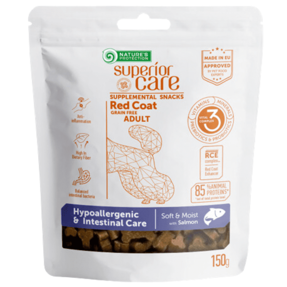 Nature’s Protection Superior Care Red Coat - Snack para Cão com salmão para cães Hipoalergénicos e com problemas Intestinais | 150 g