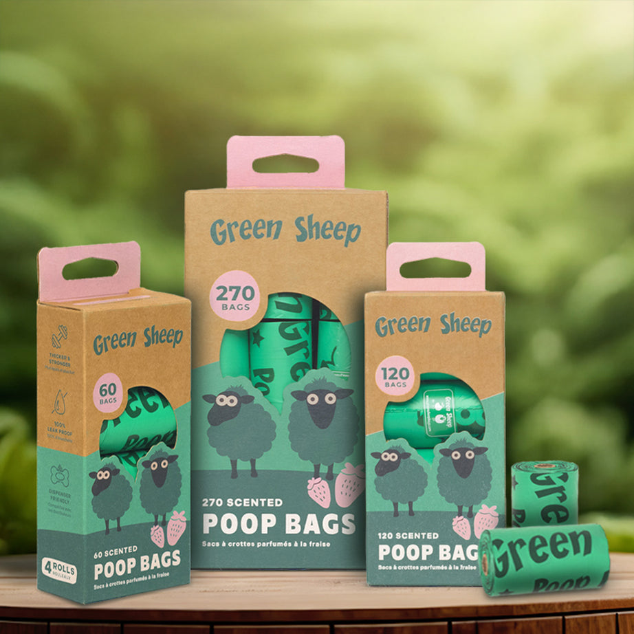 Green Sheep - Sacos para Dejetos Perfumados a Morango – 60 unidades