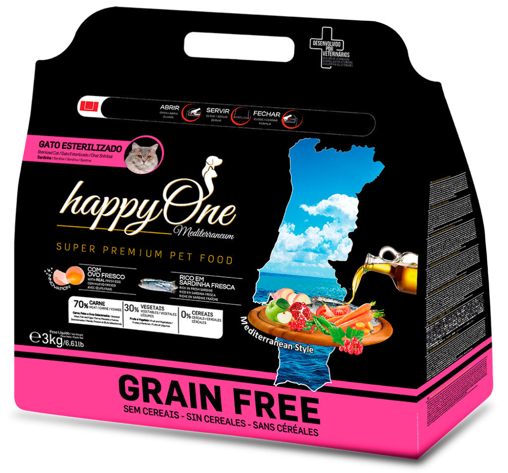 happyOne Mediterraneum Gato Esterilizado Sardinha